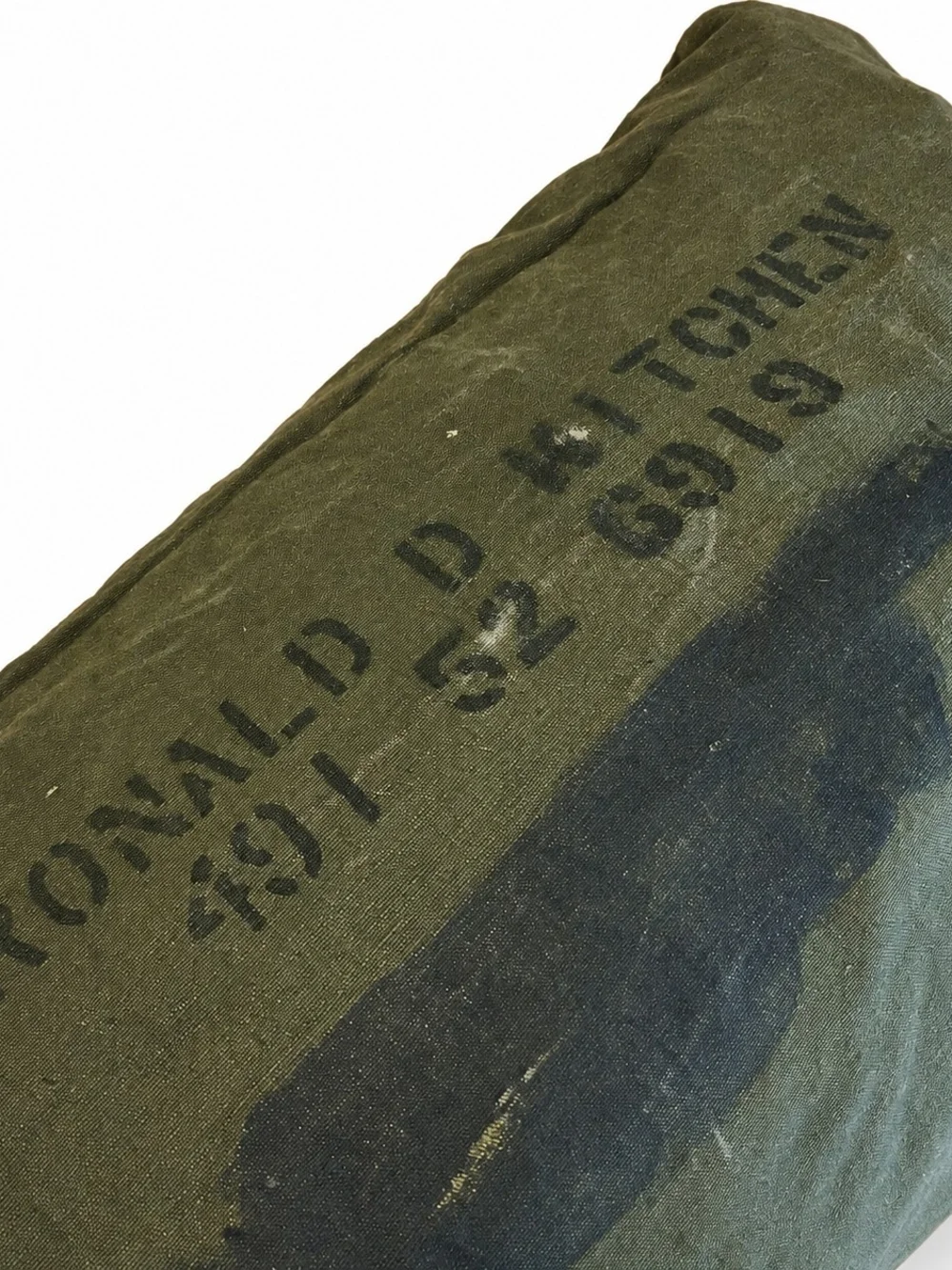 Vintage olive green canvas duffle bag